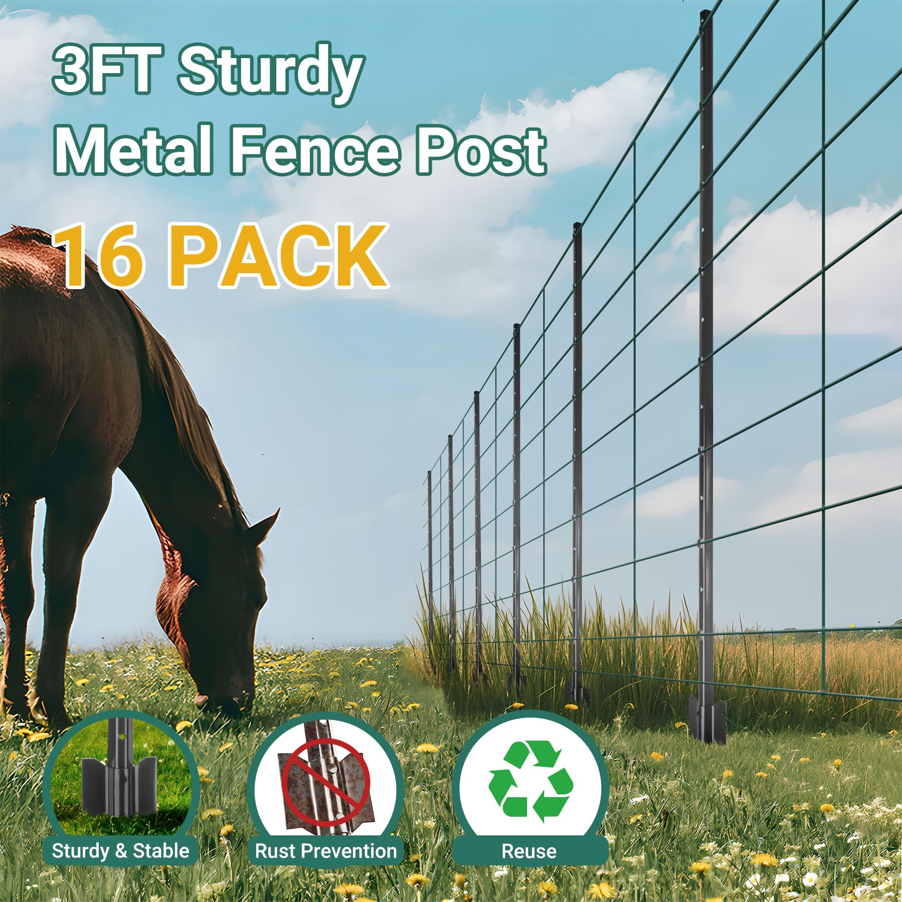 Toriexon adjustable tabs detail for easy fence attachment.