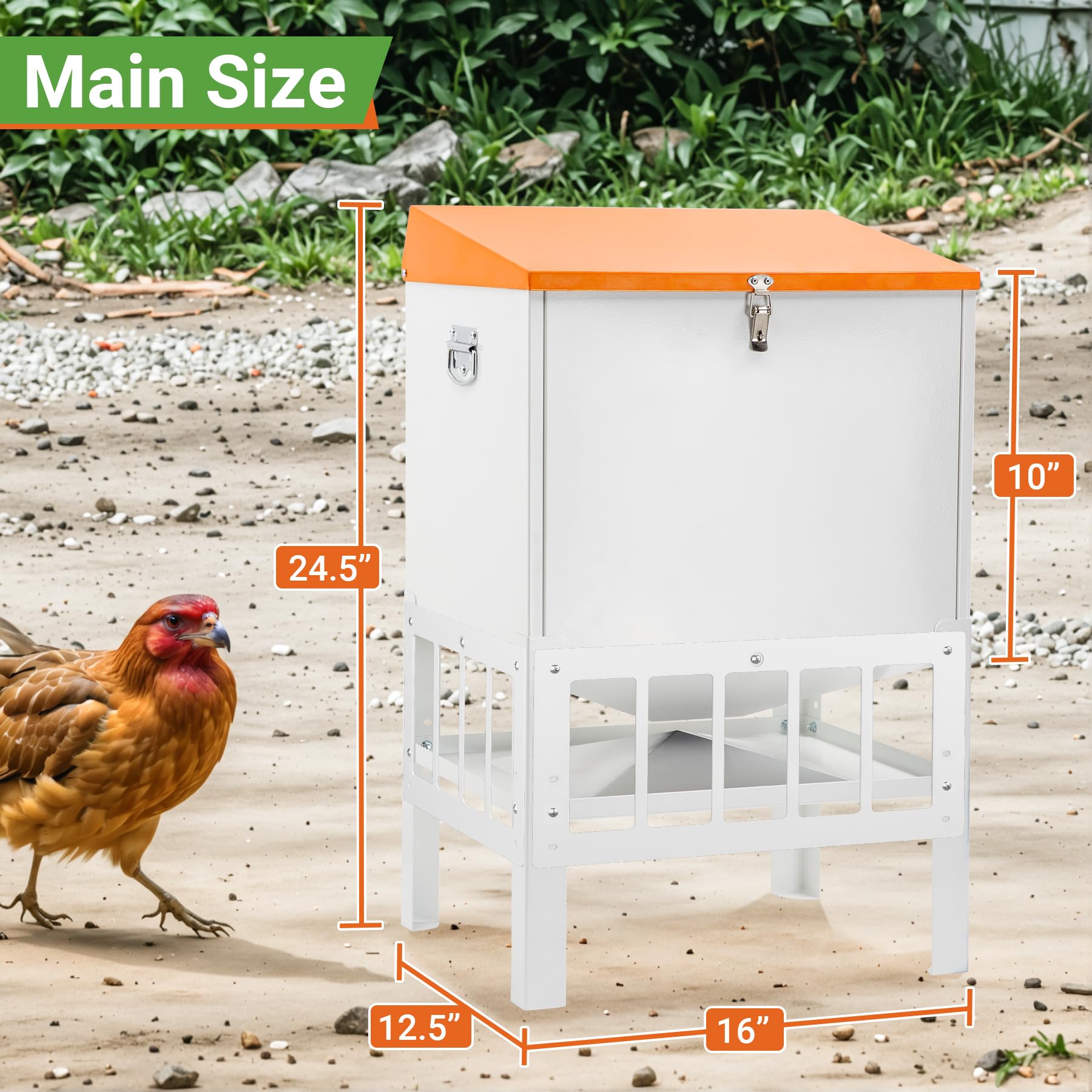 Toriexon waterproof lid protects feed from moisture.
