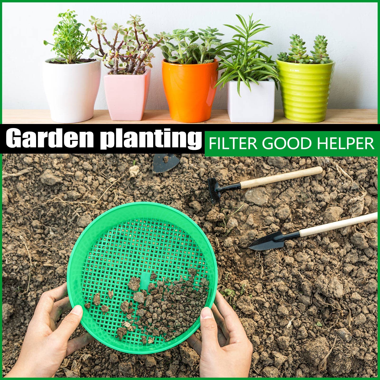 Torinalital potting-use scene, improved planting efficiency with sifter set.