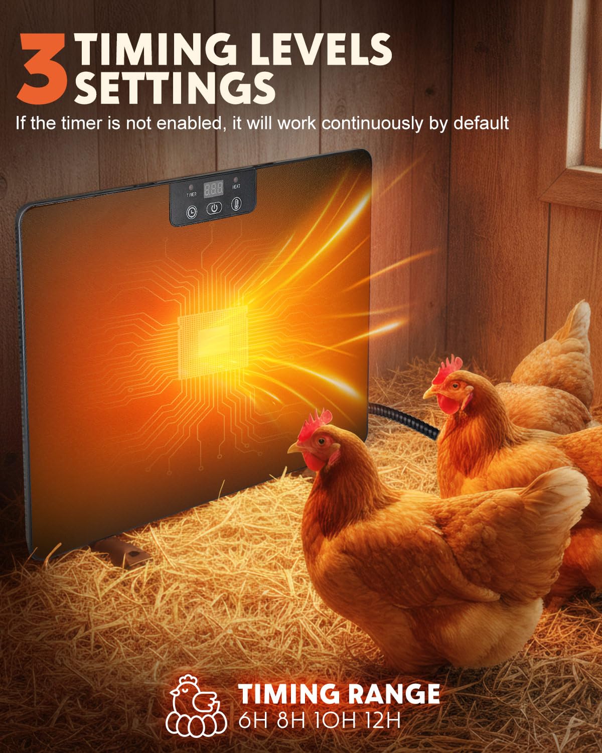 Torlaist heat level 131f mode provides gentle warmth for young chicks