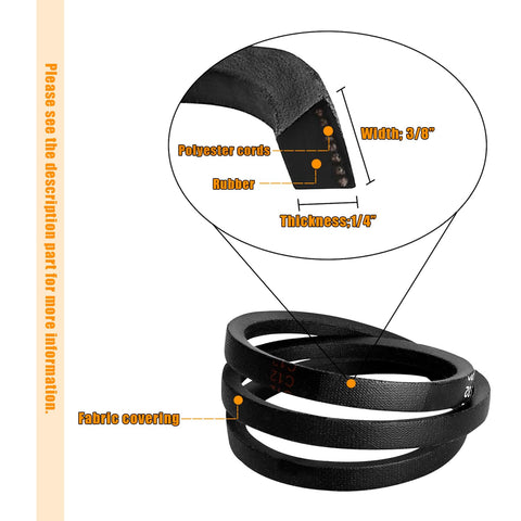 Tormurbutl drive belt, 34-inch length and 3/8-inch width for precise fit.