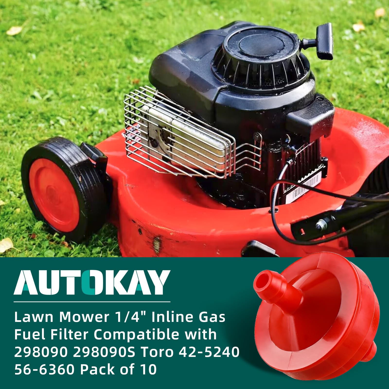 AUTOKAY 1/4 inch fuel filter compatible with Toro 42-5240 model