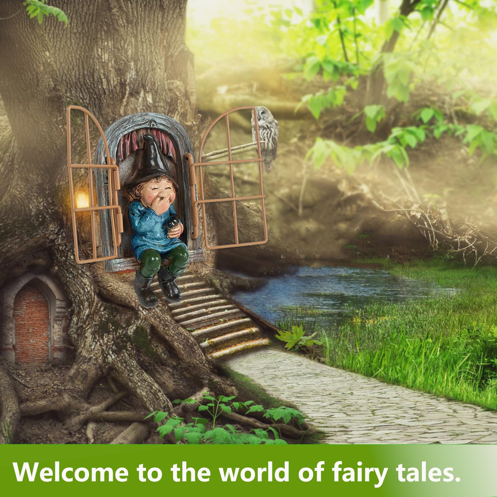 Toromiu entryway welcome gnome inviting guests with playful charm