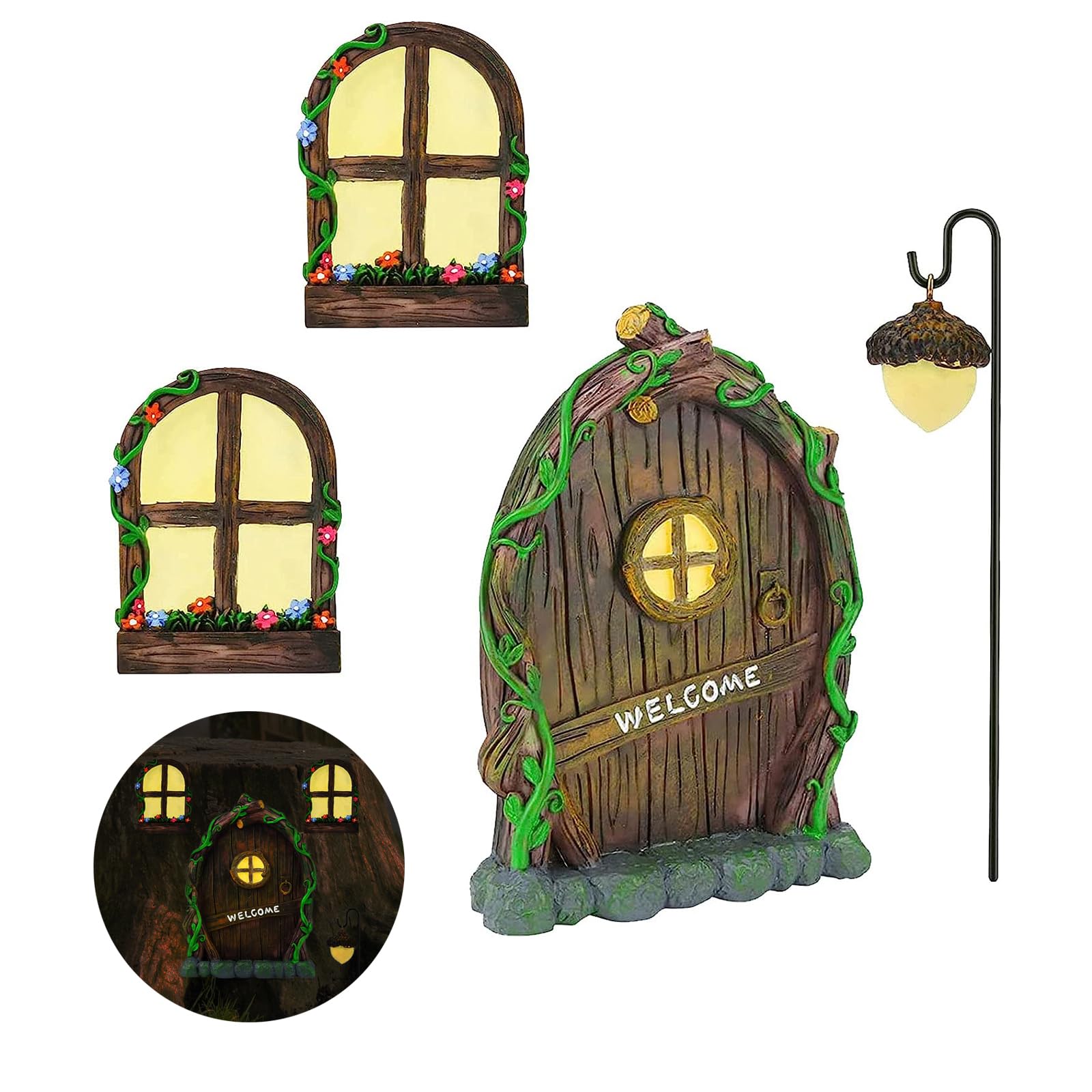 Toromiu Fairy Door on a tree glows softly, inviting imaginative play in your garden.