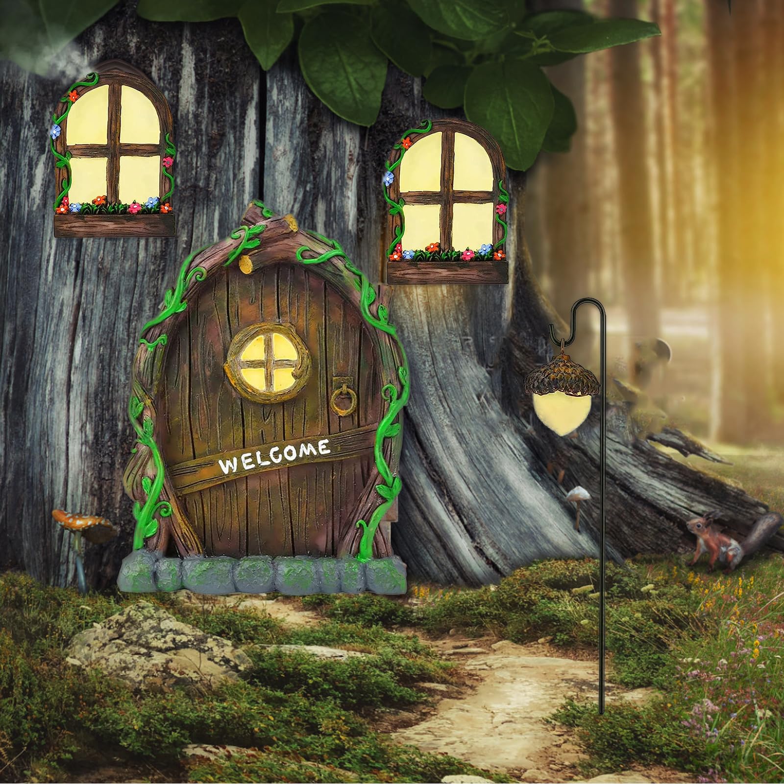 Toromiu fairy window glow-right lights the yard for enchanting evening ambiance.