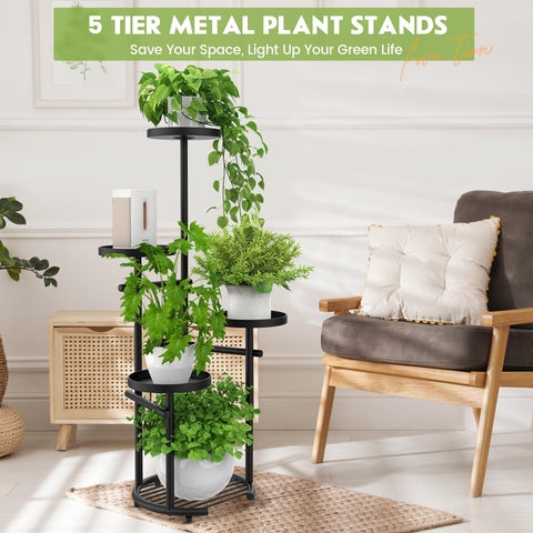 TOSKING anti-tip round-base plant stand provides stable support for tall arrangements