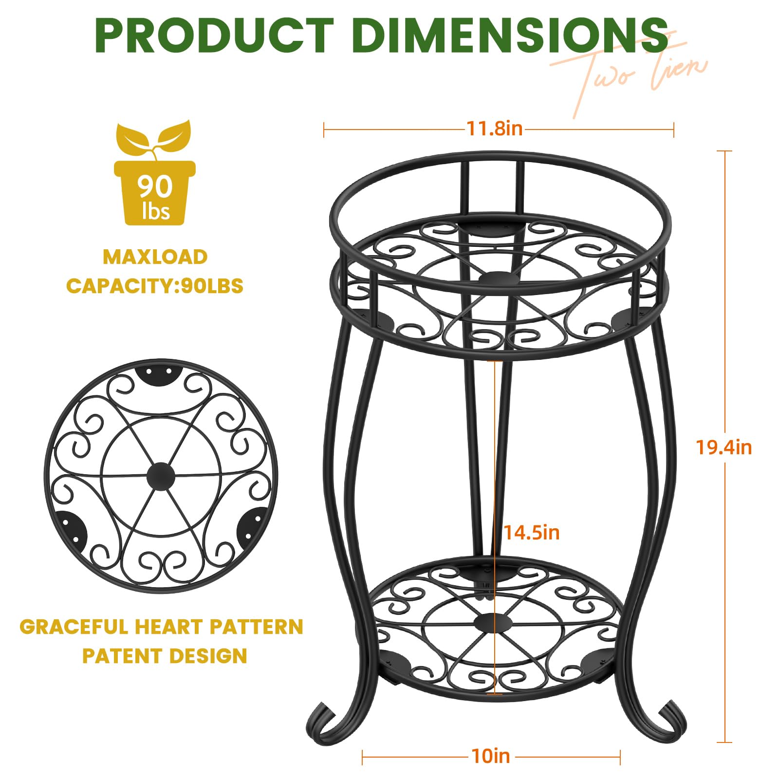 TOSKING easy-assembly 2-tier plant stand for quick setup and display.