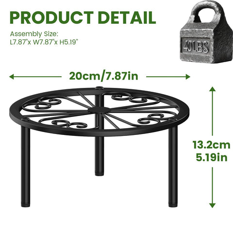 TOSKING iron stand with rust-resistant finish for indoor or outdoor use.