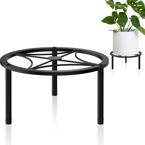 TOSKING heavy-duty plant stand with round tray fits standard pots on a compact windowsill