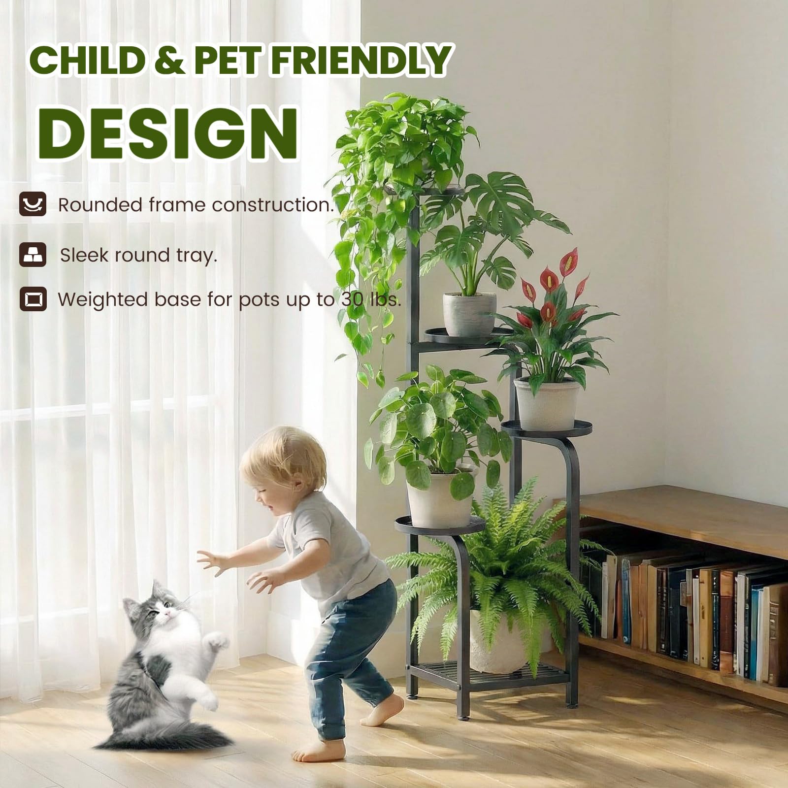 TOSKING indoor-outdoor plant stand suitable for patios and living spaces