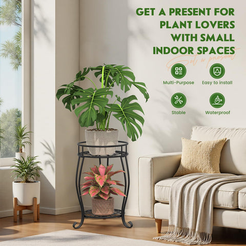 TOSKING modern floral-inspired black stand elevates indoor and outdoor decor.