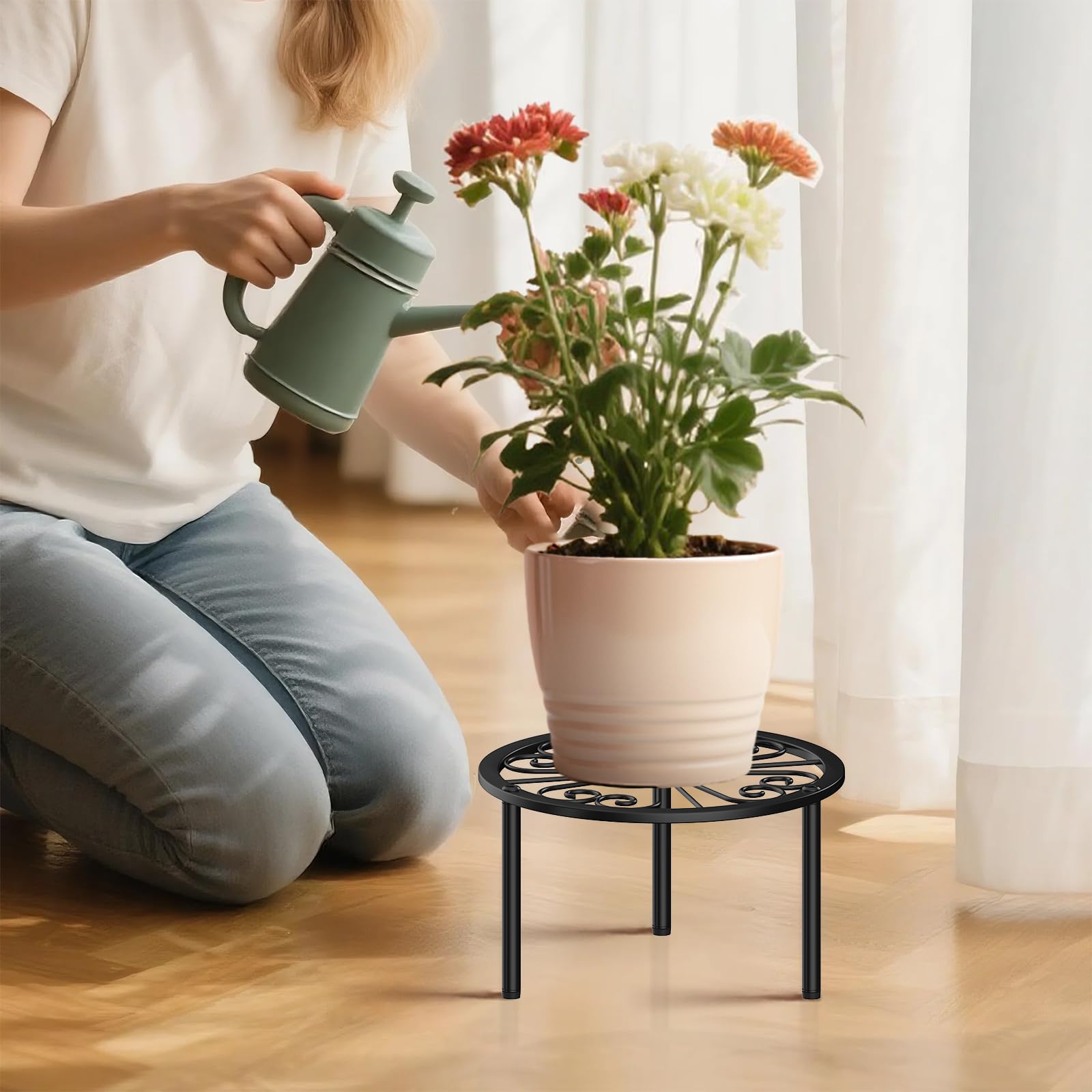 TOSKING plant stand compact 6.4 inch height suits narrow spaces.