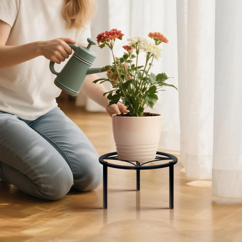 TOSKING plant stand features a geometric tray pattern that enhances decor.
