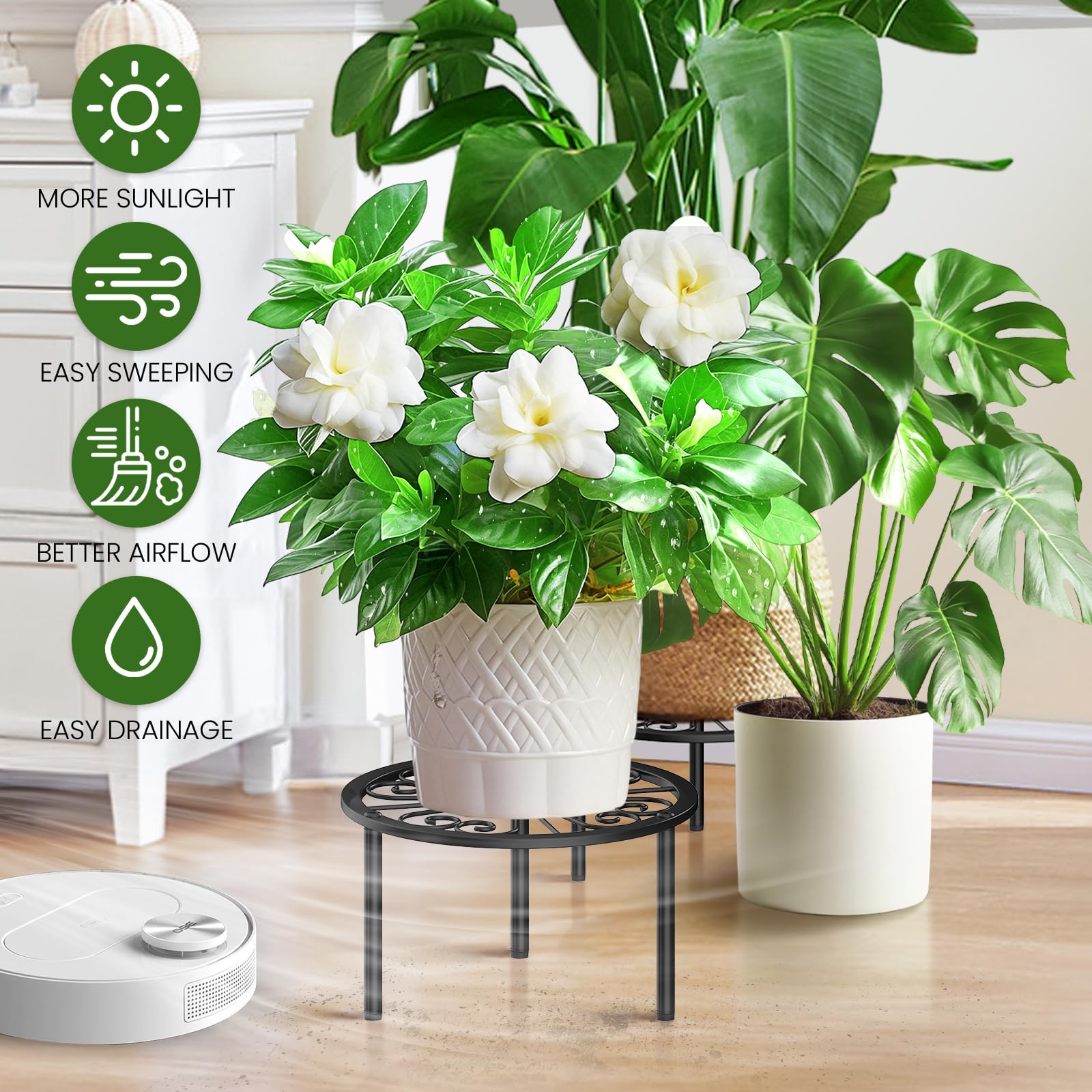 TOSKING plant stand suitable for indoor and outdoor spaces.