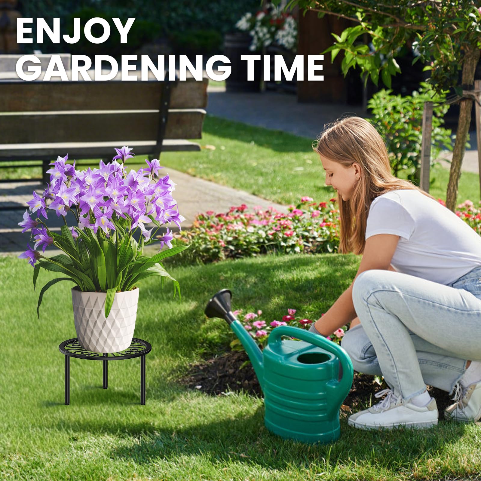 TOSKING 7.9-inch round tray showcases versatile display for succulents and herbs.
