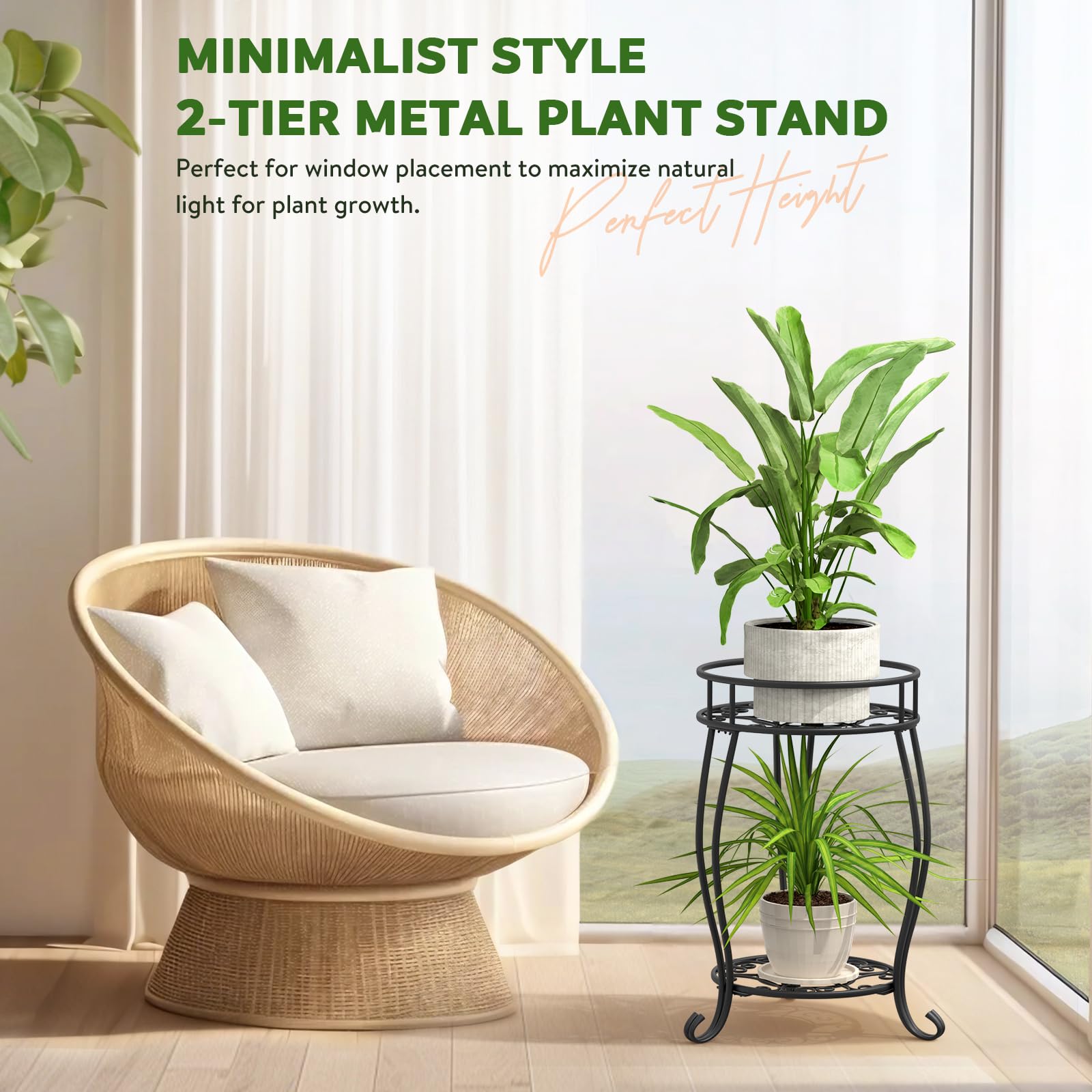 TOSKING rustproof powder-coated plant stand in black resists humidity and fading.
