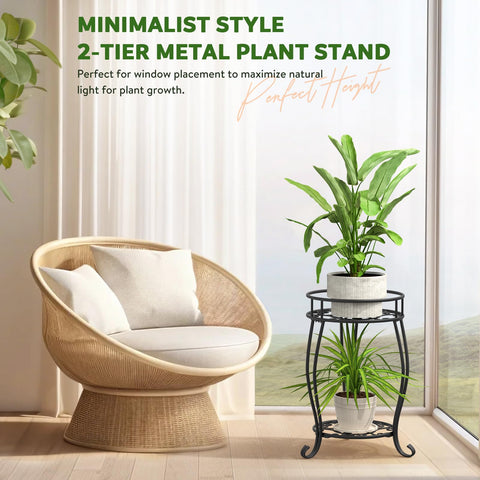 TOSKING rustproof powder-coated plant stand in black resists humidity and fading.