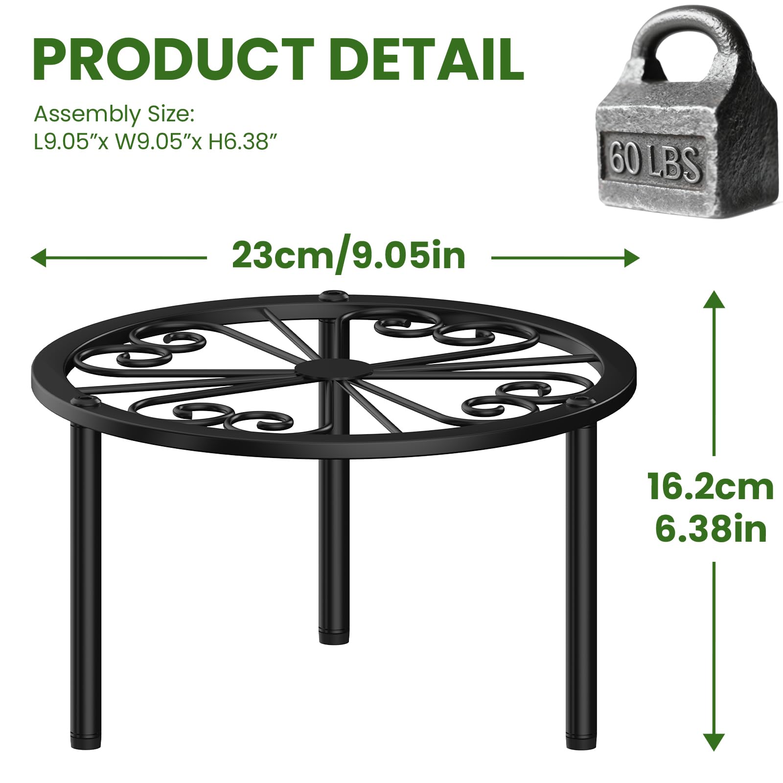 TOSKING stand with rotating leveling feet stabilizes on uneven floors.