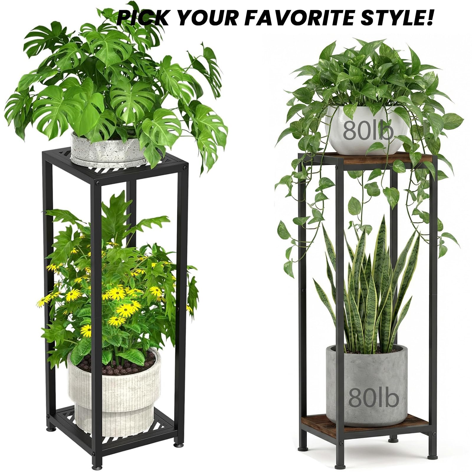 TOSKING tall plant stand rust-resistant iron suitable for humid bathrooms.