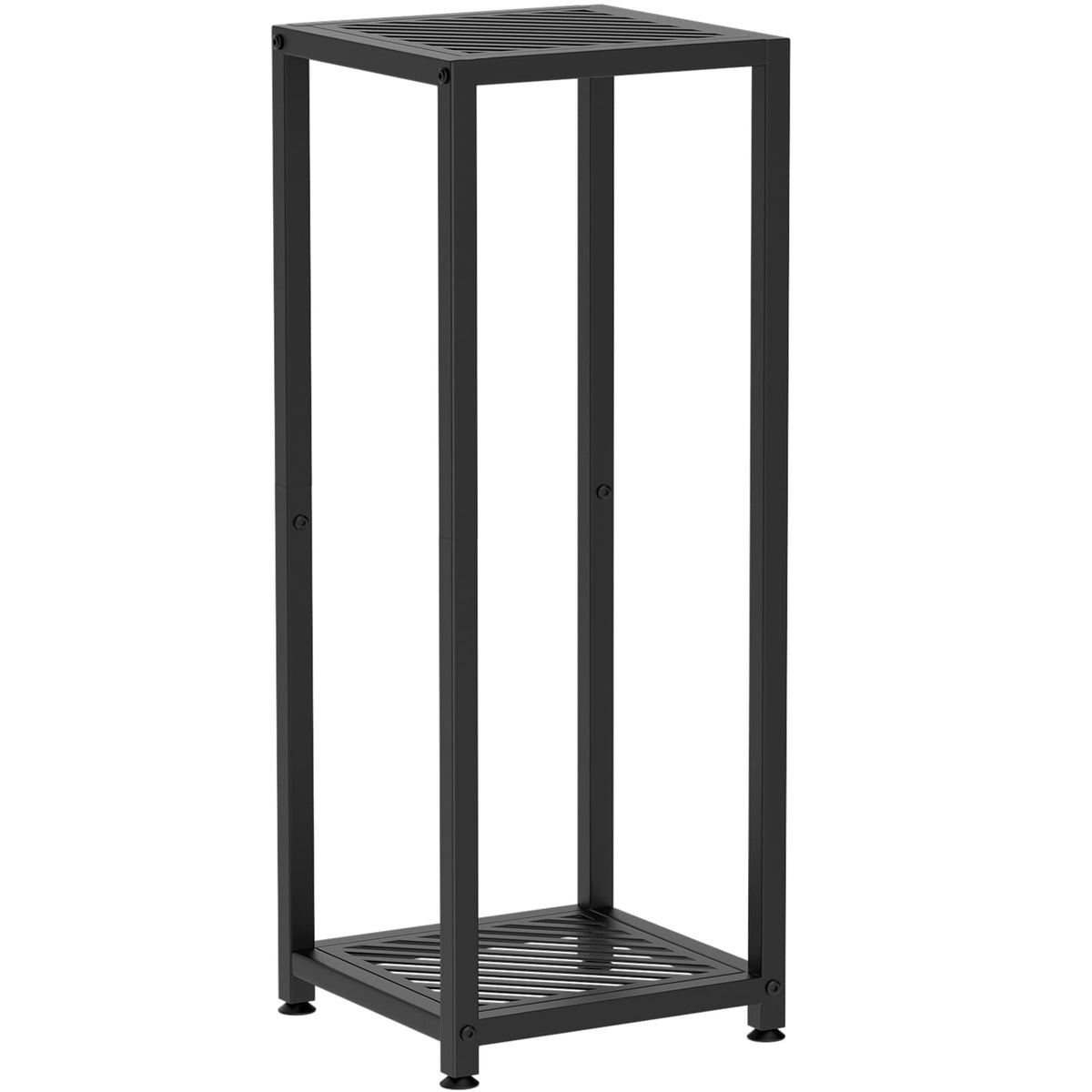TOSKING tall plant stand front view with two-tier shelves for versatile display.