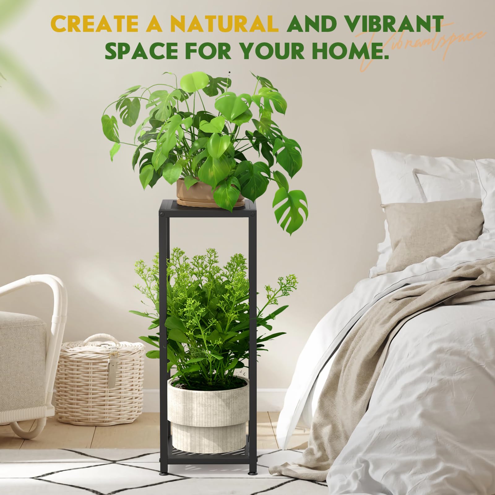 TOSKING tall plant stand supports up to 200 lbs for plants and decor.