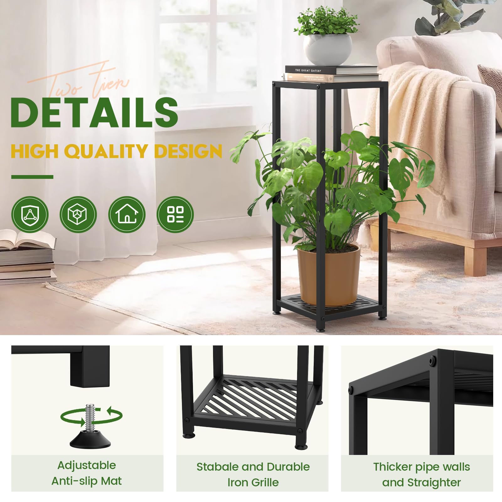 TOSKING tall plant stand sunlight-friendly open-grid shelves promote healthy growth.
