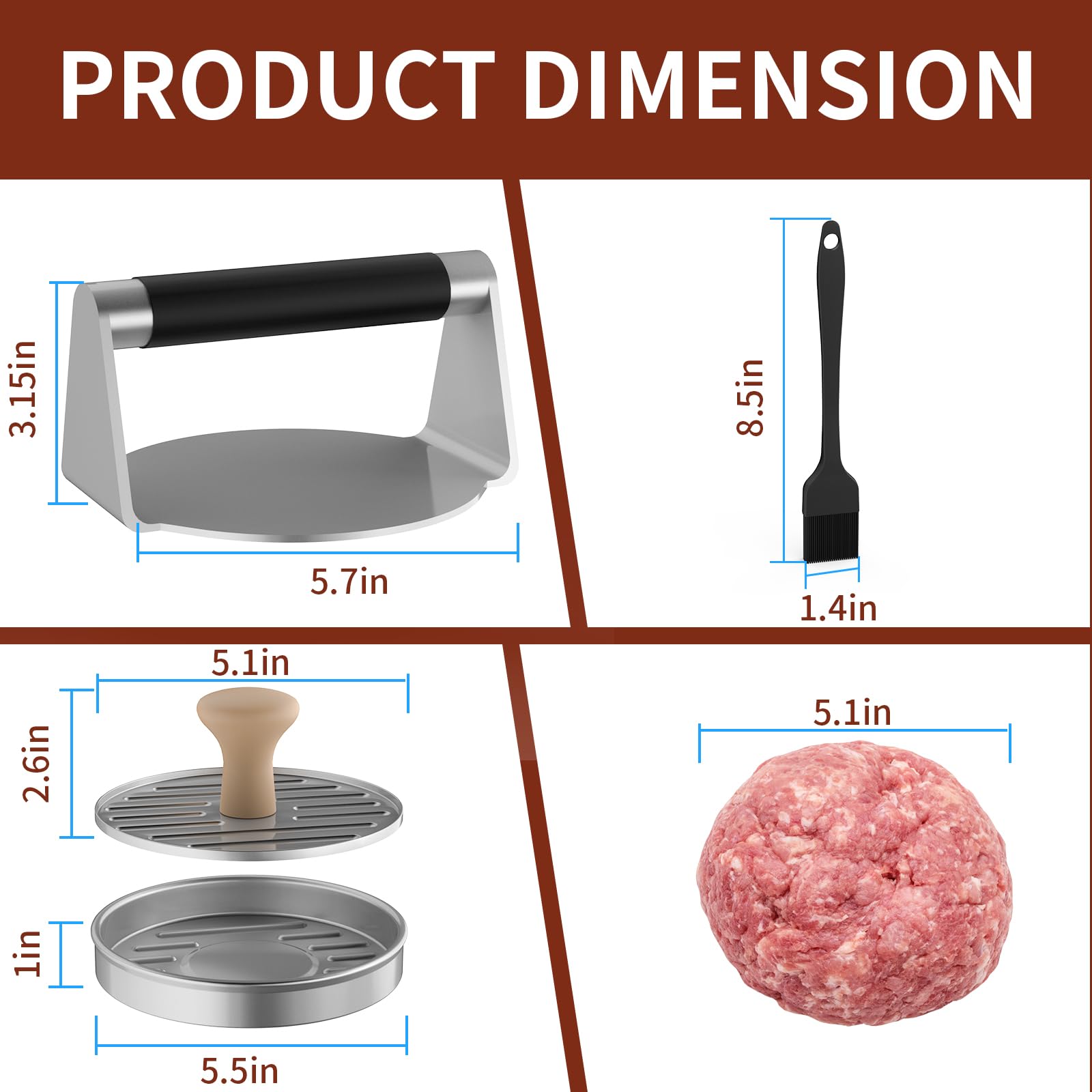 Toskope sauce brush evenly bastes burgers during grilling with silicone bristles.