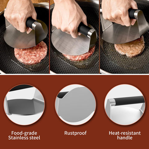 Toskope stainless steel burger smash tool is durable and rust-resistant for daily use.