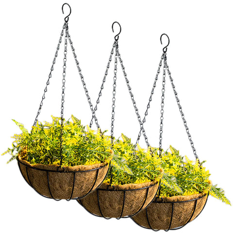 Tosnail 3-pack 10-inch metal hanging planters display trio for indoor and outdoor decor