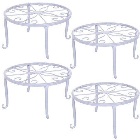 Tosnail 4-pack white plant stand top view highlights 9-inch surface for stable pots.