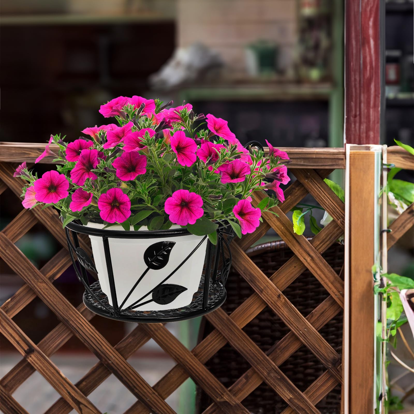 Tosnail leaf-pattern rail planter elevates home and garden displays.