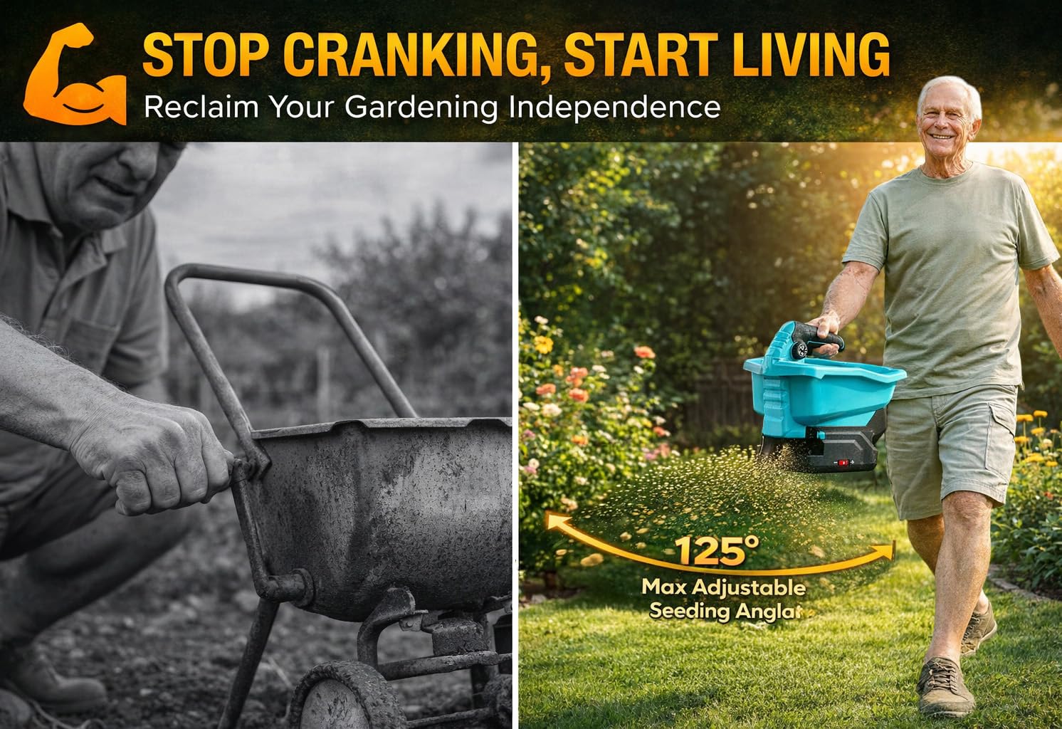 TOSOENPHY 21V battery set powering cordless spreading