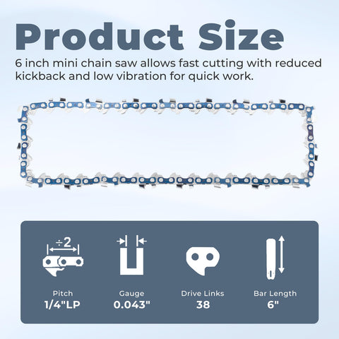 TOSRWGLL six inch pruning chain for Ryobi P25013BTL in smooth operation setup