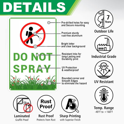 Tostmrks Do Not Spray sign mounting holes for easy installation