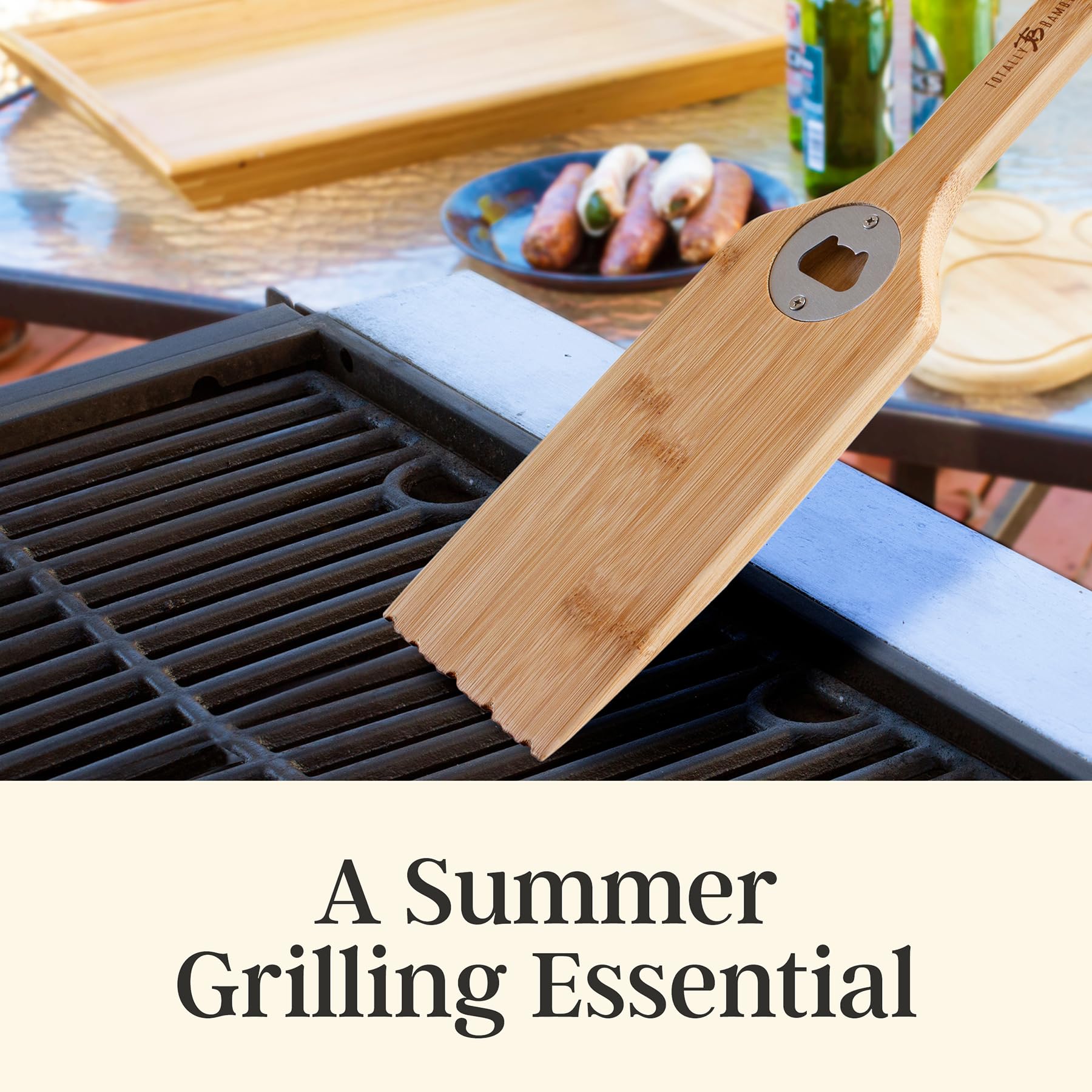 Totally Bamboo Grill Scraper angled-edge design that forms to grates.