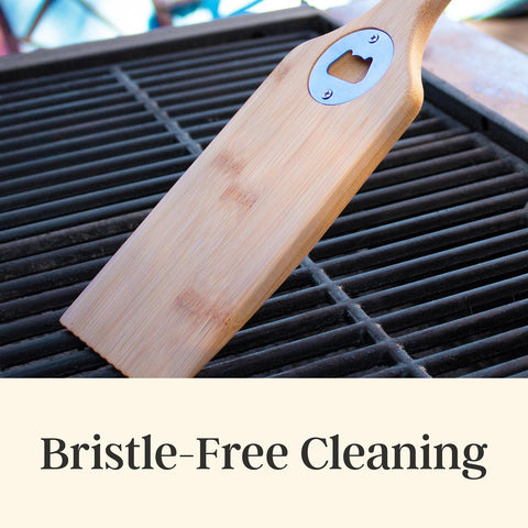 Totally Bamboo Grill Scraper bristle-free edge, safer grill cleaning.