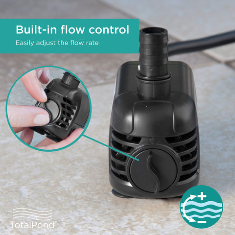 TotalPond 140 GPH pump features tool-free access for quick maintenance.