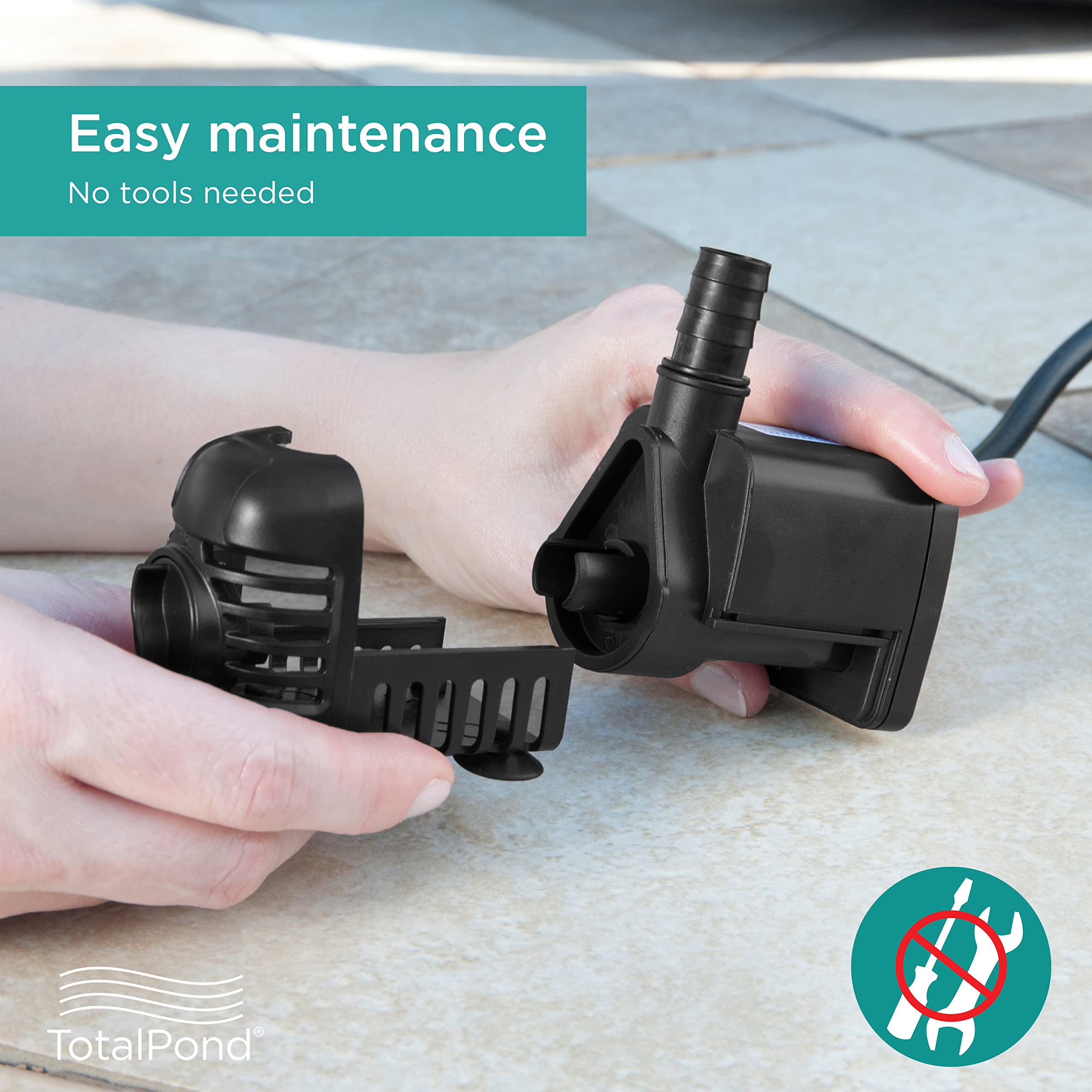 TotalPond 140 GPH pump is energy efficient for outdoor features.
