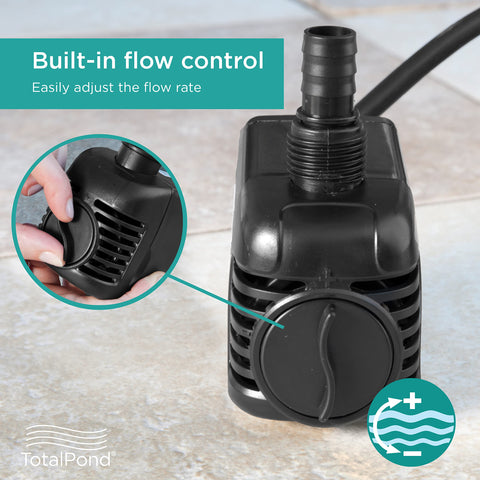 TotalPond 300 GPH fountain pump installed in a fountain illustrates easy setup.