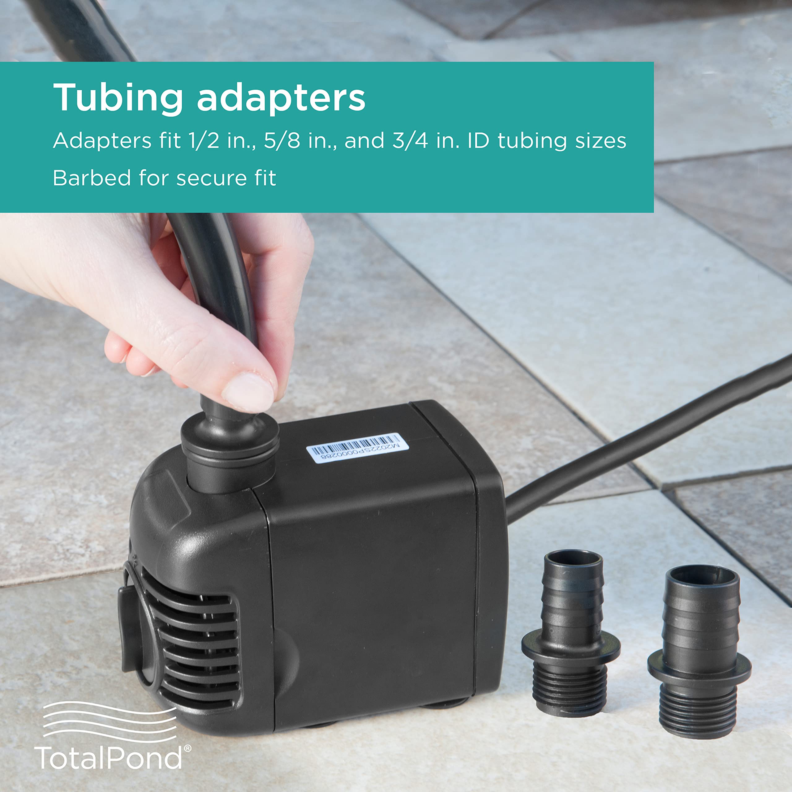 TotalPond 500 GPH pump achieving up to 8.7 ft max fountain reach.