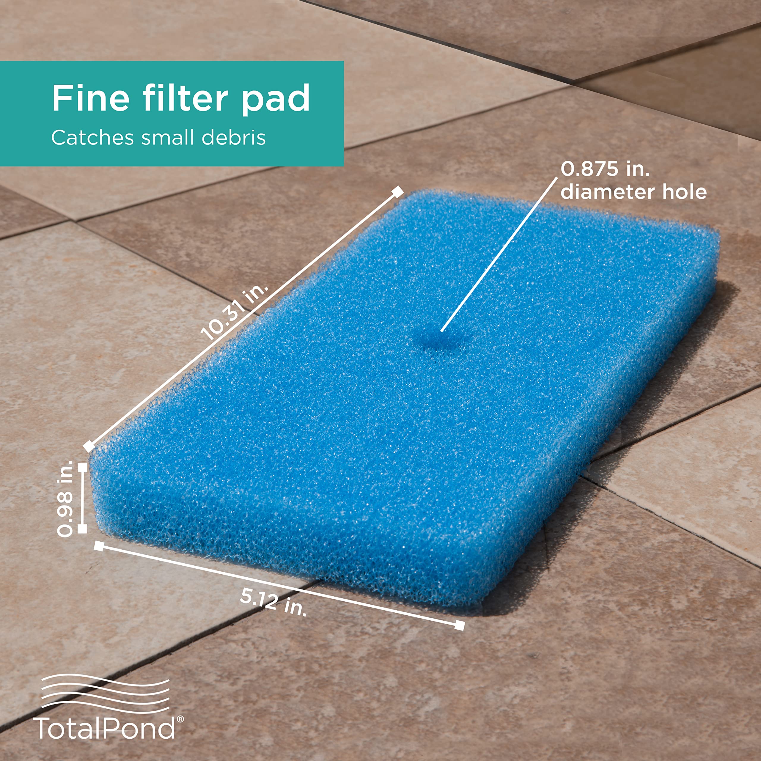 TotalPond coarse black filter pad close-up trapping large debris
