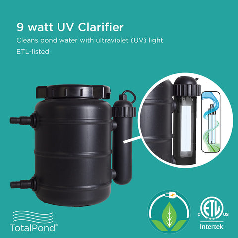 TotalPond fine filter removes finer particles for sparkling water clarity.