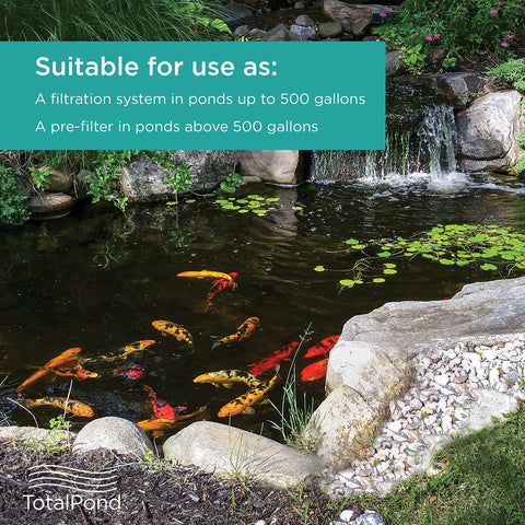 TotalPond blue fine filter pad capturing small debris.