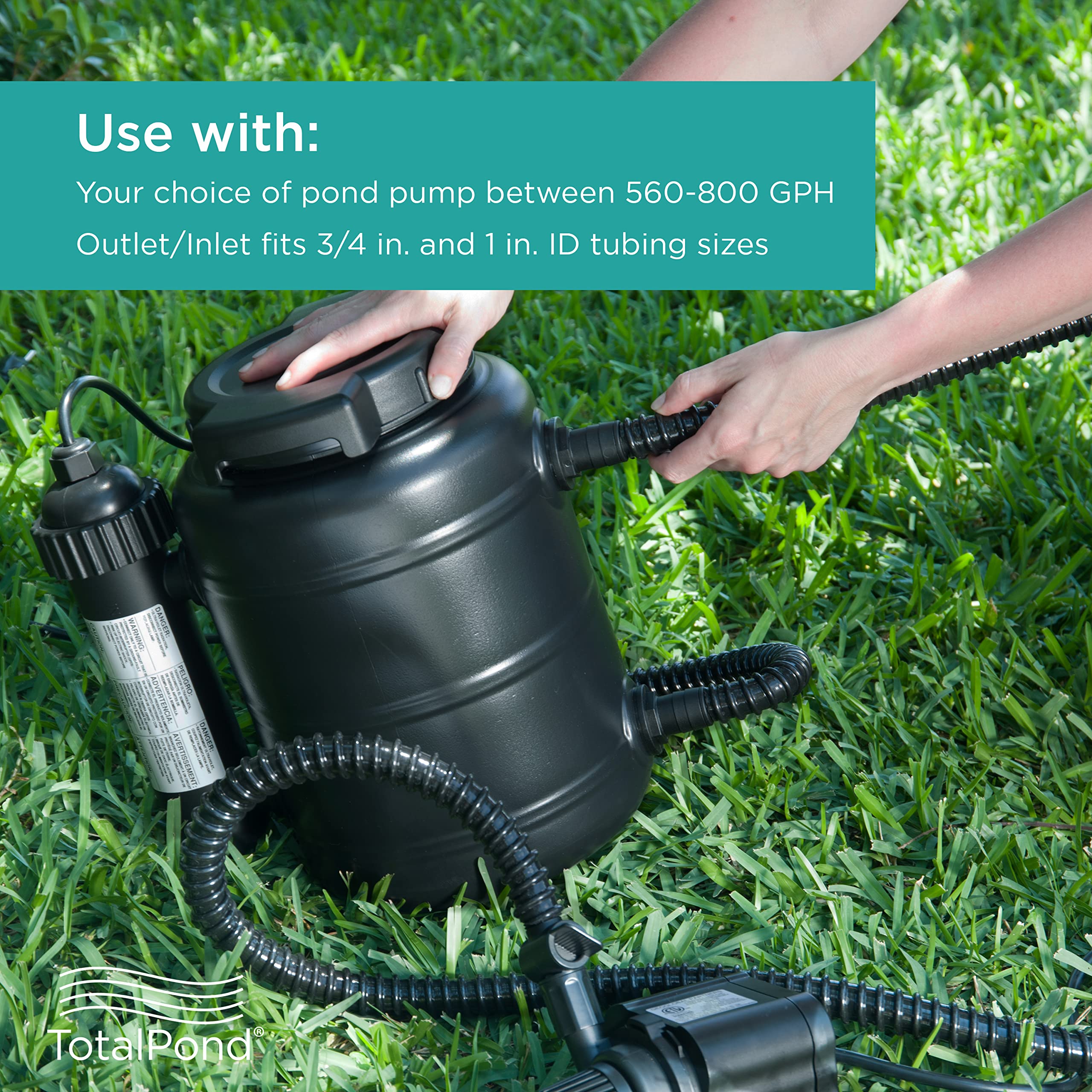 TotalPond filter kit includes filters and bio-media for quick setup.