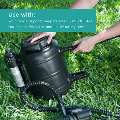 TotalPond filter kit includes filters and bio-media for quick setup.
