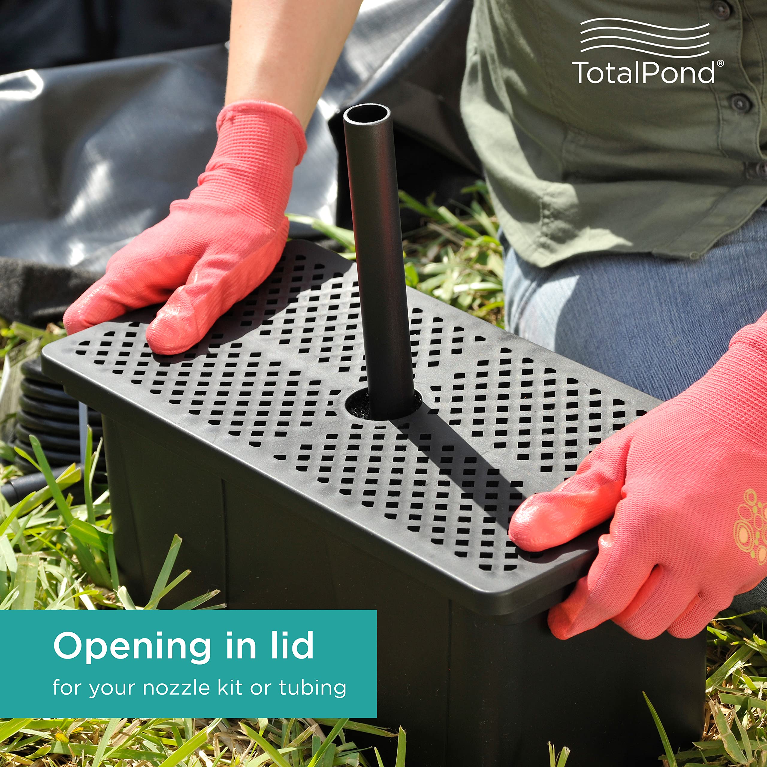 TotalPond Universal Pump Filter Box dimensions 6.2 x 12.4 x 5.8 in.