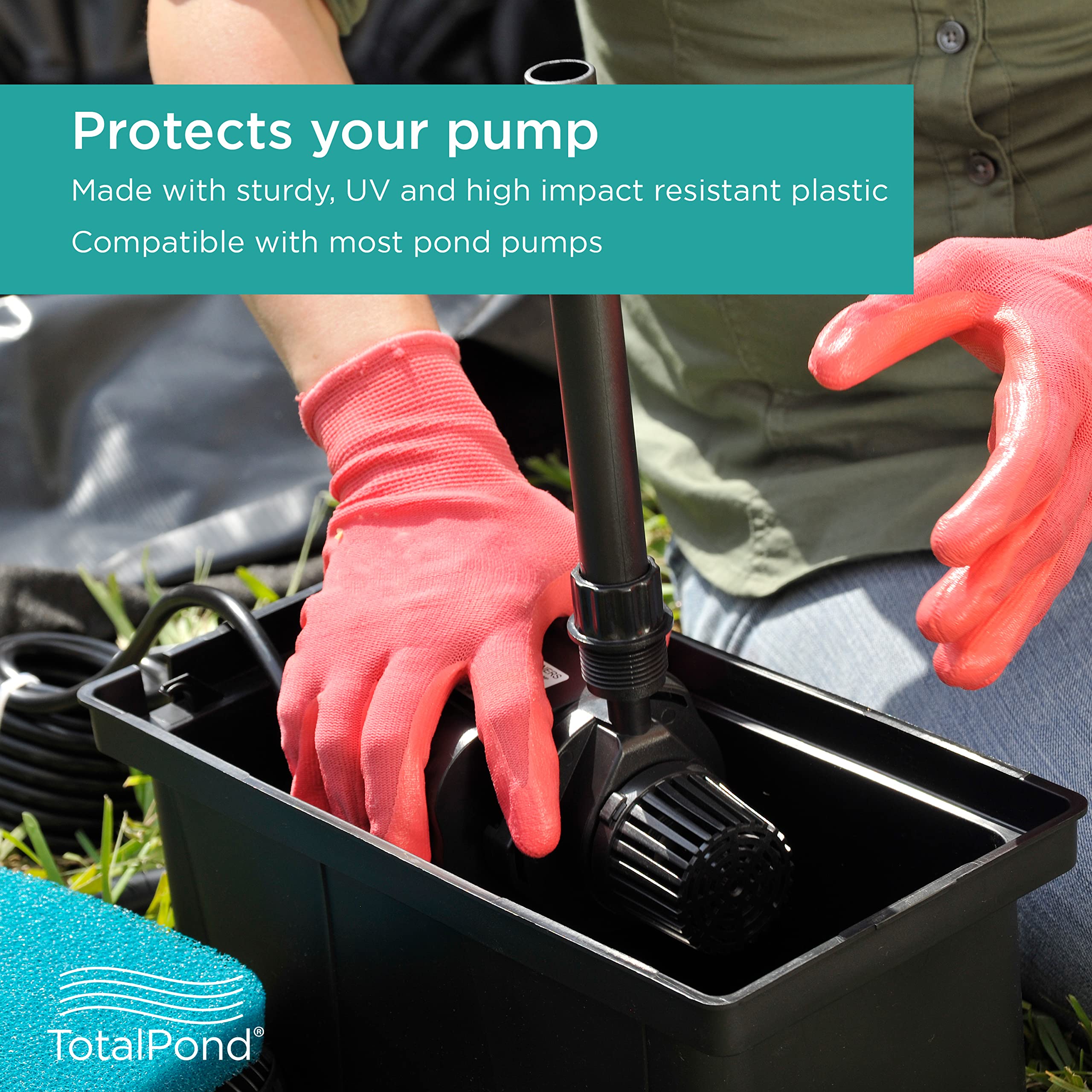 TotalPond Universal Pump Filter Box side assembly showing compact housing.