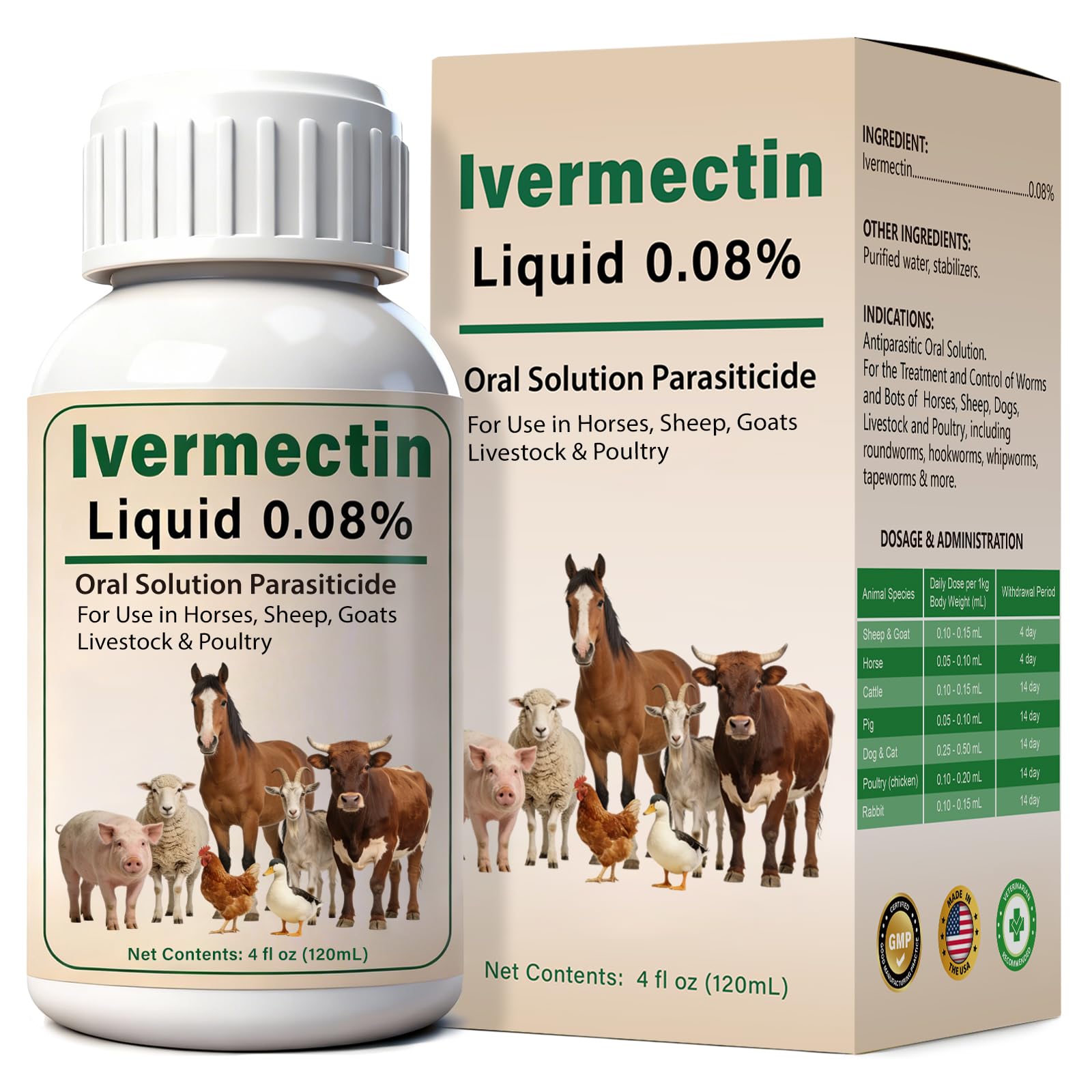 Totoketty ivermectin liquid bottle and label for clear dosing and deworming