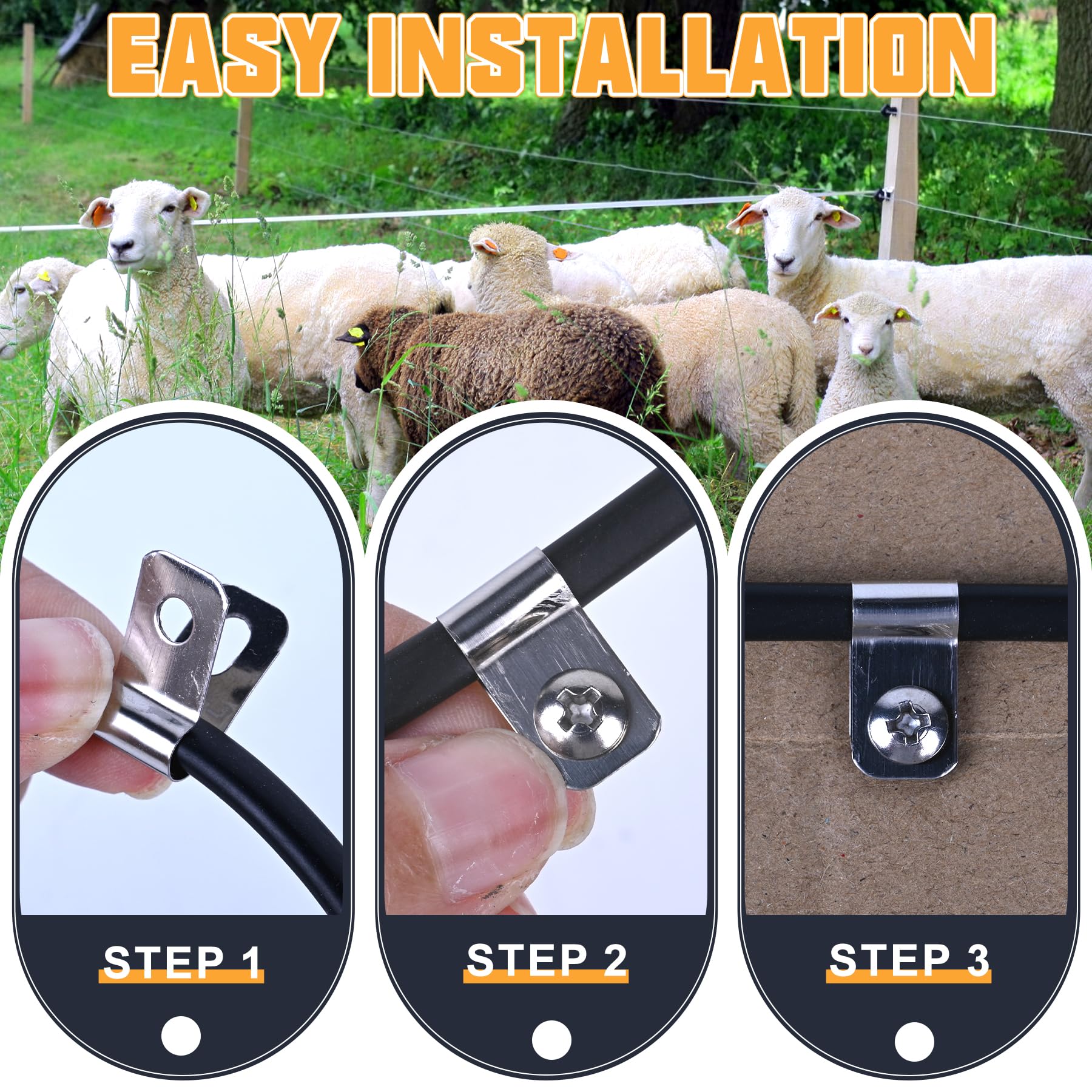 R-type clamps with two screw holes simplify installation.