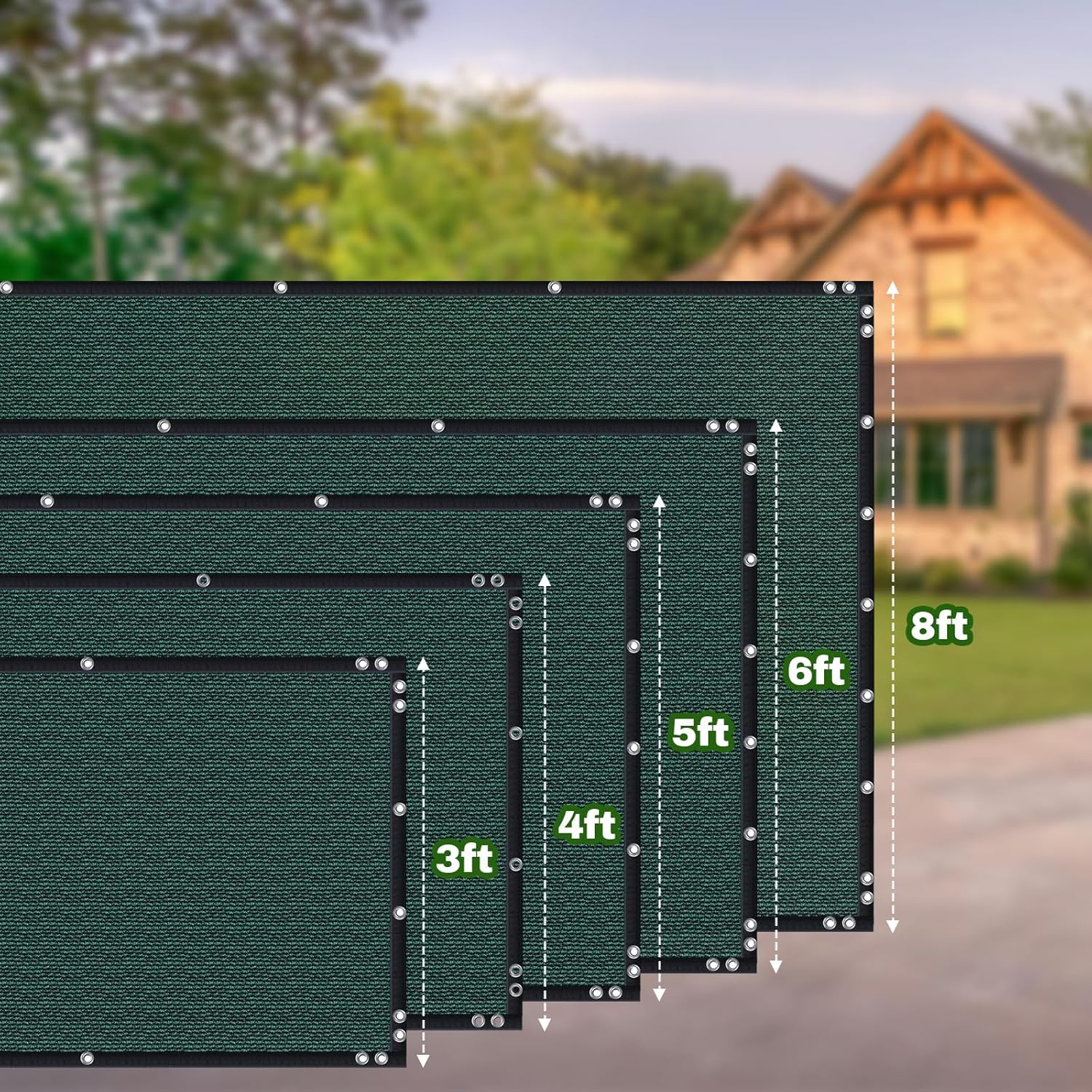 TOTU fence screen with corner grommets provides wind-stable installation.